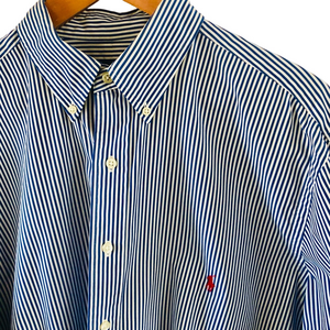 Ralph Lauren Striped Button Down Shirt Blue & White Classic Fit Men’s Large Tall